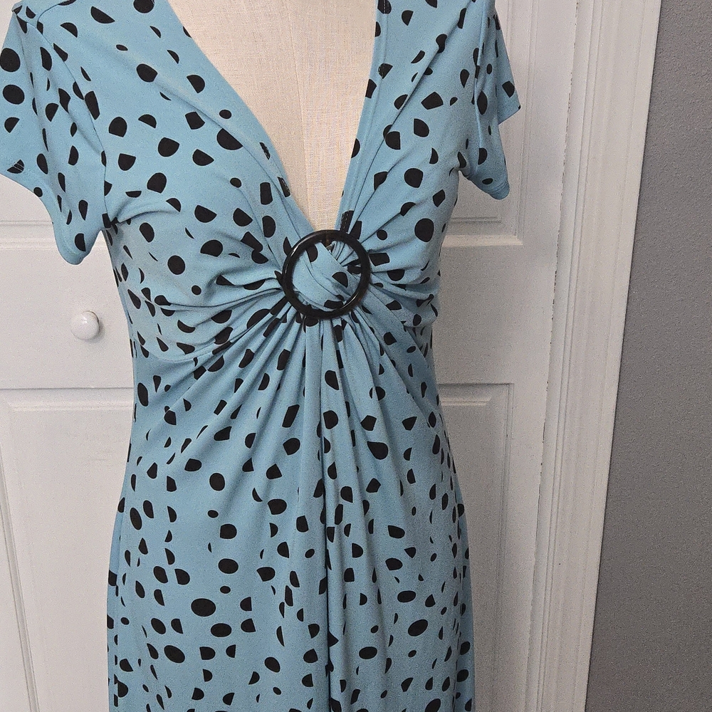 Apt. 9 Teal and Black Patterned Midi Dress